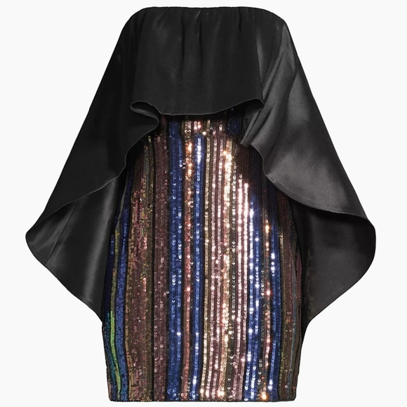 One33 Social Sequined Stripe Cape Minidress, Gold, Purple, Glamourous, NWT, 6 - Picture 6 of 8